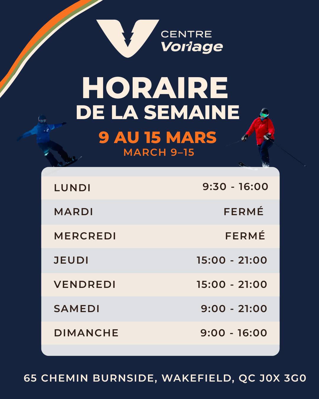 Special Hours at Centre Vorlage